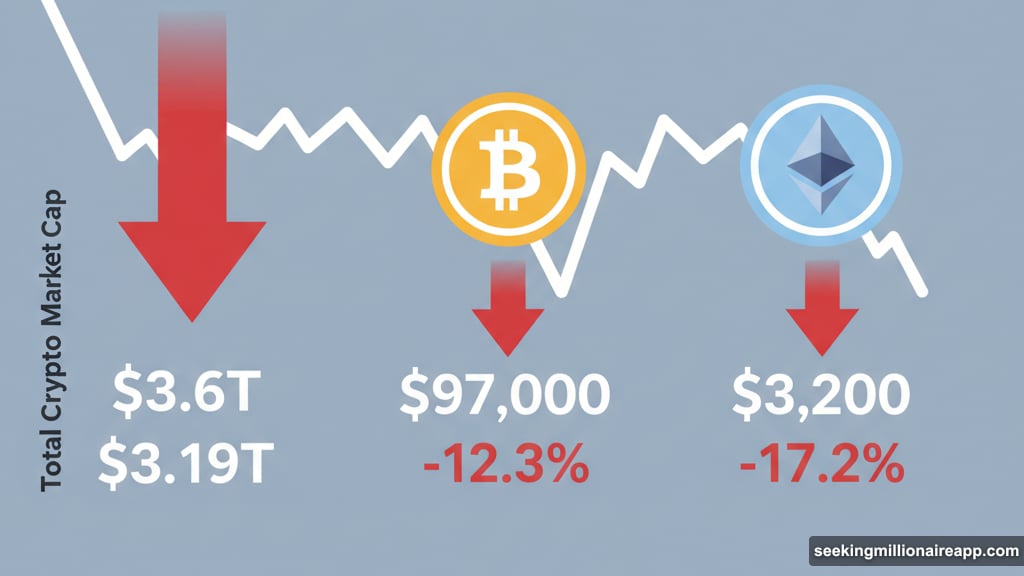 Bitcoin dropped under $97,000 while Ethereum fell 17% in November