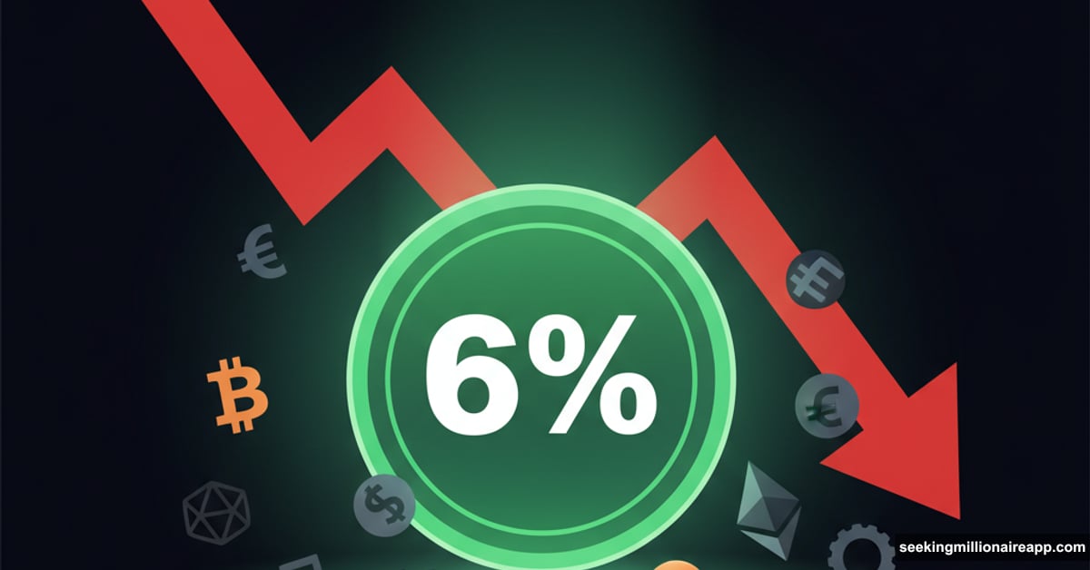 Tether USDT dominance rising to 6% as crypto market falls