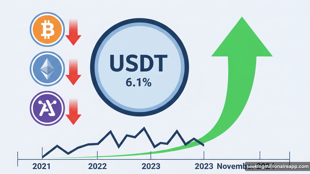 USDT dominance broke above six percent for first time since 2021