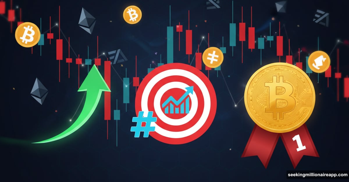 Three strategic entry symbols highlighted against cryptocurrency market crash backdrop