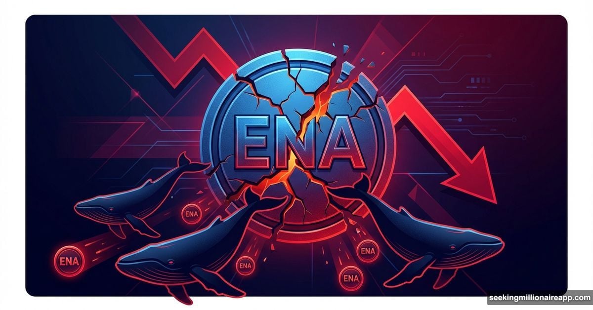 ENA token breaking apart as whales swim away carrying tokens downward
