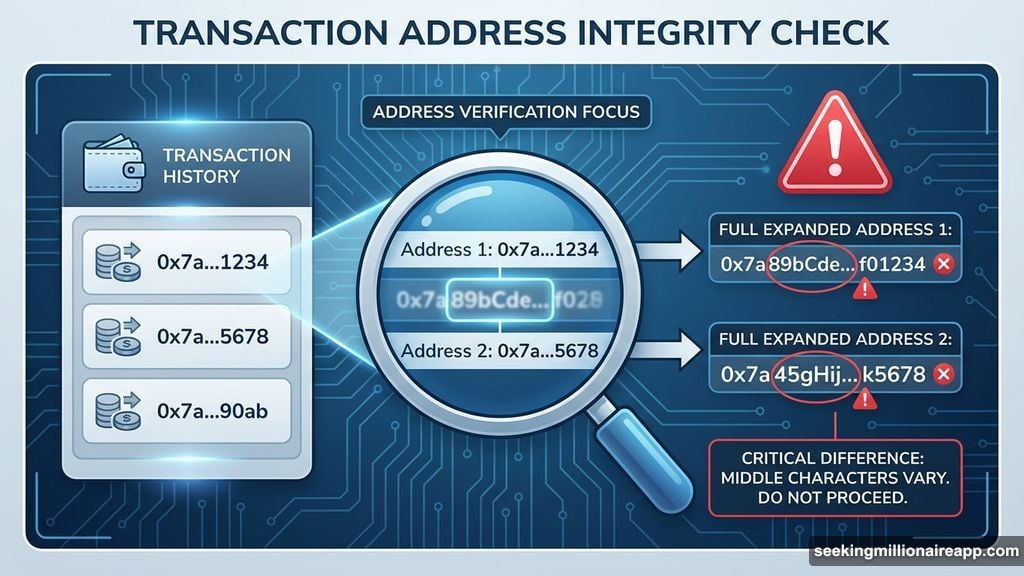 Address poisoning exploits abbreviated wallet addresses showing only first and last characters