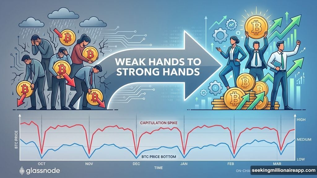 Capitulation metric tracks investor suffering and weak hands transferring coins