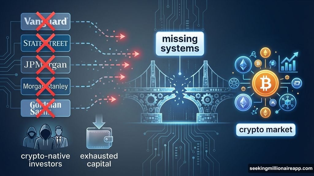 Institutional money from major players still not buying crypto