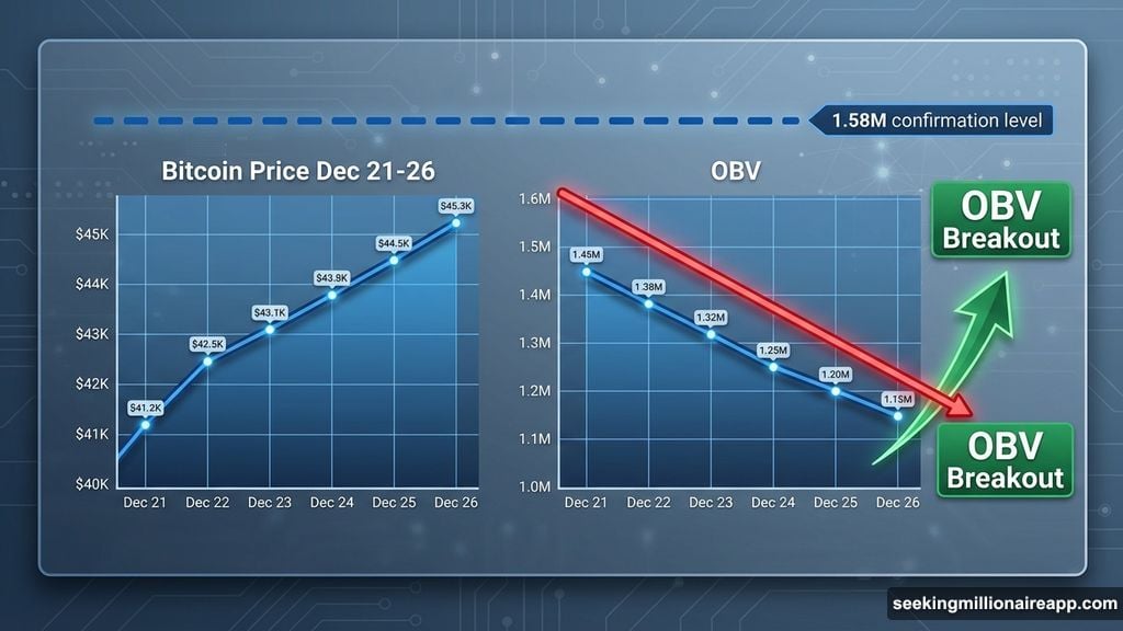 OBV broke above trend line connecting lower highs signals buying pressure