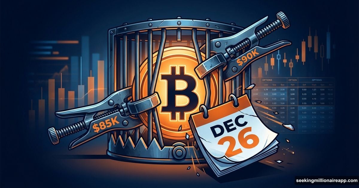 Bitcoin trapped between $85K and $90K price levels until December 26 options expiry