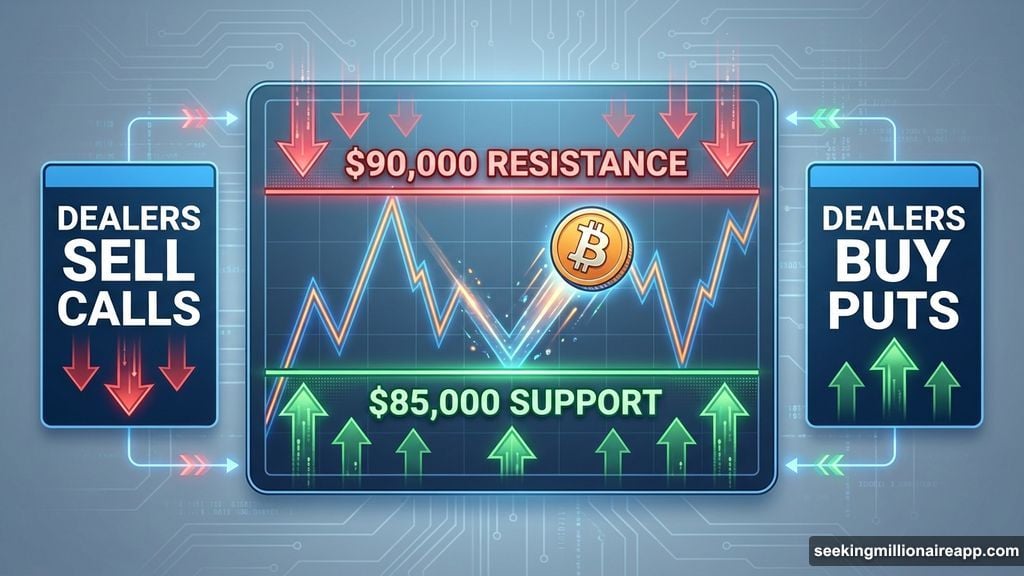 Bitcoin trapped between $85,000 and $90,000 by options mechanics