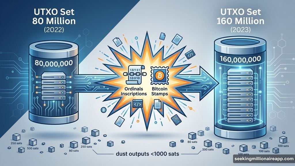 UTXO set doubled to 160 million entries during 2023