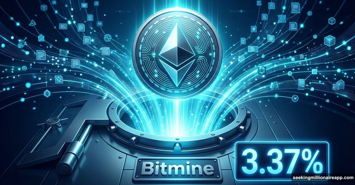 Bitmine vault absorbing Ethereum supply showing 3.37% accumulation control