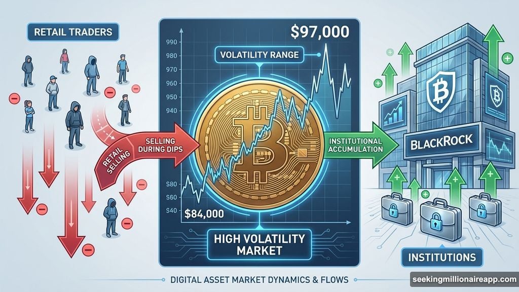 Retail traders panic on red days while institutional buyers accumulate