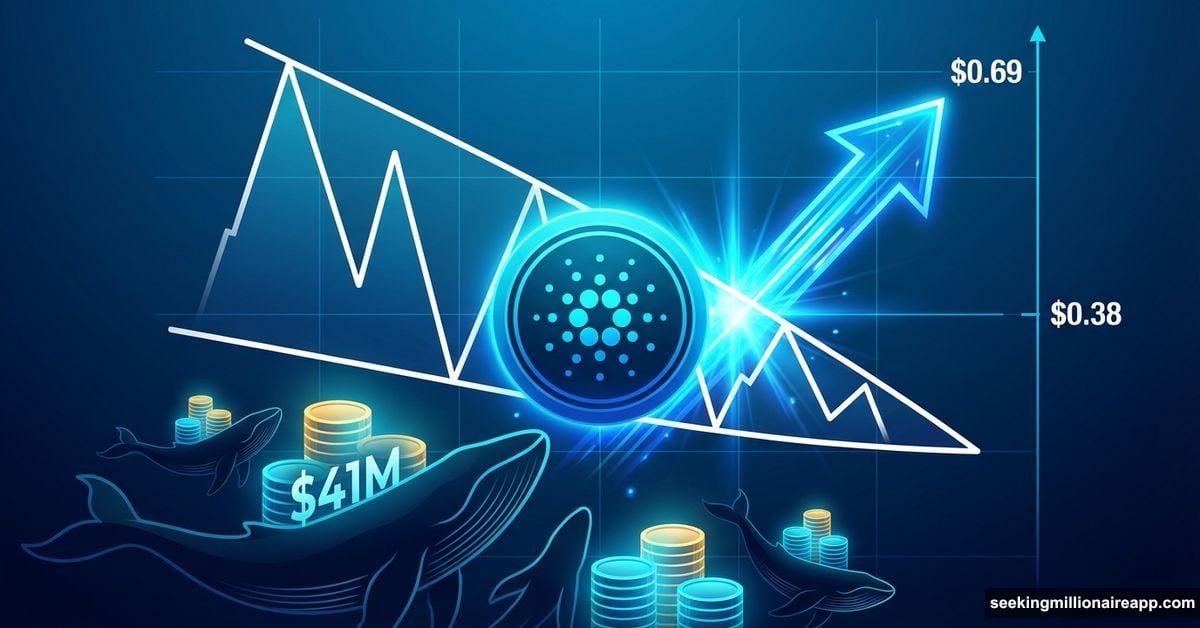Cardano breaking falling wedge pattern with whales accumulating toward $0.69 target