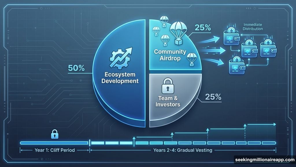 LIT token allocation with half for ecosystem and community airdrop