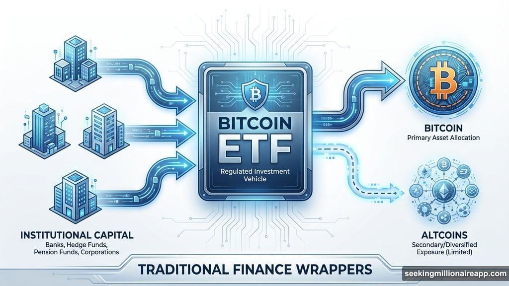 ETFs unlocked institutional access but capital flows mostly to Bitcoin