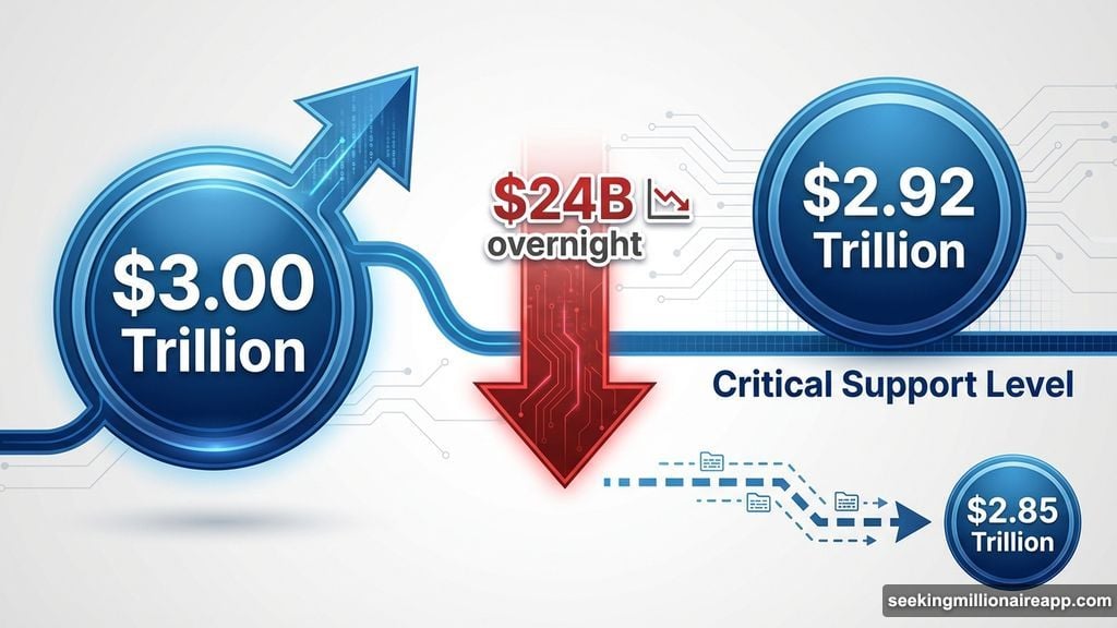 Total market cap dropped to $2.92 trillion from near $3 trillion