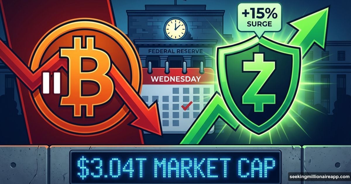 Bitcoin stalled under resistance while Zcash surges 15% before Fed meeting