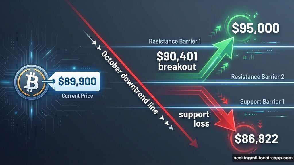 Bitcoin trapped under October downtrend line at resistance level
