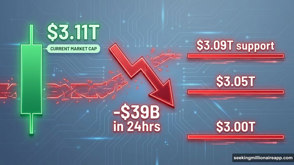 Total crypto market cap drops 39 billion dollars in 24 hours