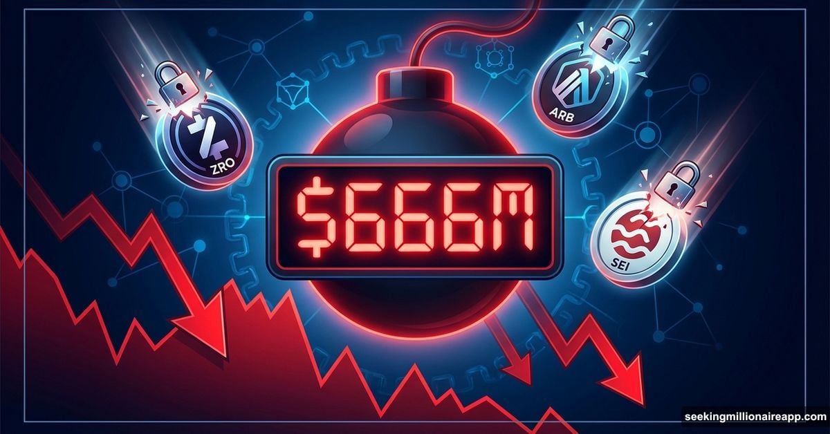 666 million dollar crypto token unlock threatening market prices
