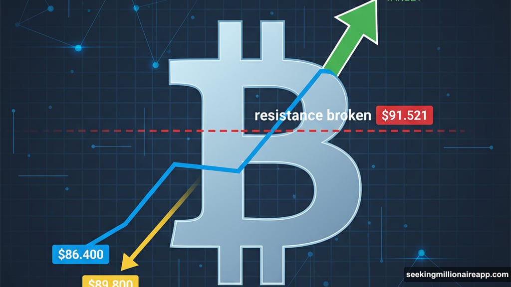Bitcoin breaks through $91,521 resistance targeting $95,000 price level