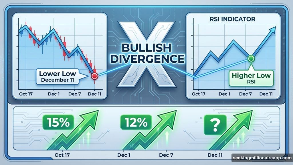 RSI bullish divergence pattern preceded previous rallies of fifteen percent