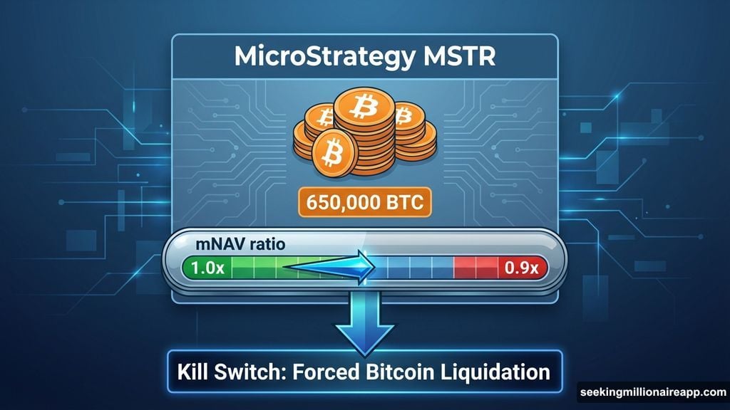 MicroStrategy sell trigger activates when MSTR trades below Bitcoin value