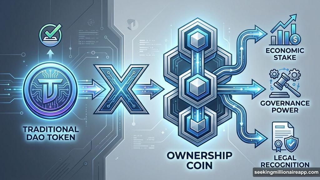 Ownership coins merge economic stake, governance power, and legal recognition