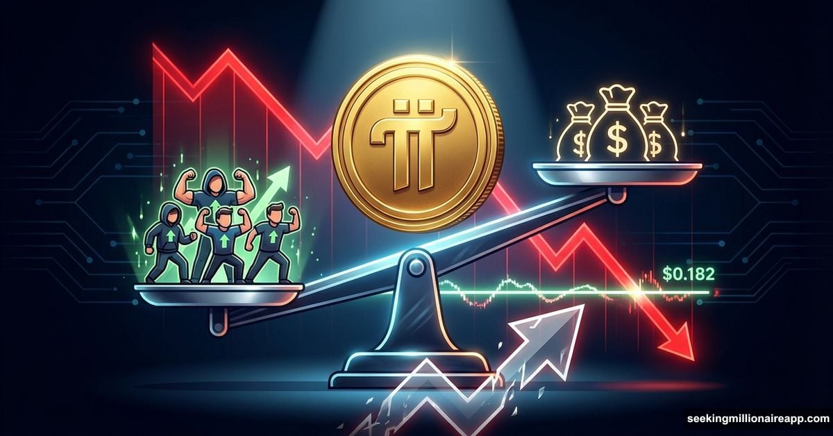 Pi Coin balanced on scale between retail buyers and institutional investors