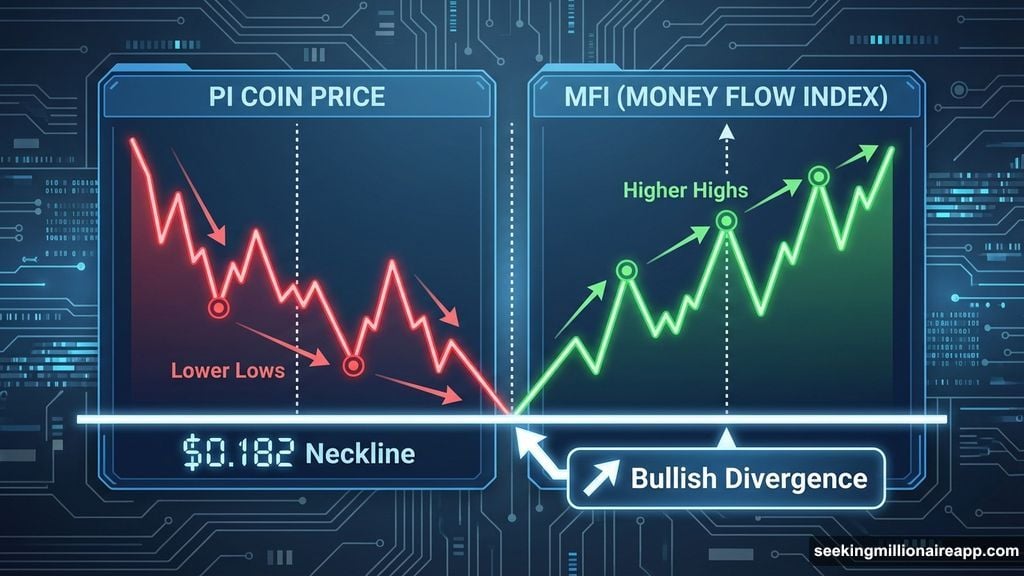MFI made higher highs while price made lower lows showing bullish divergence