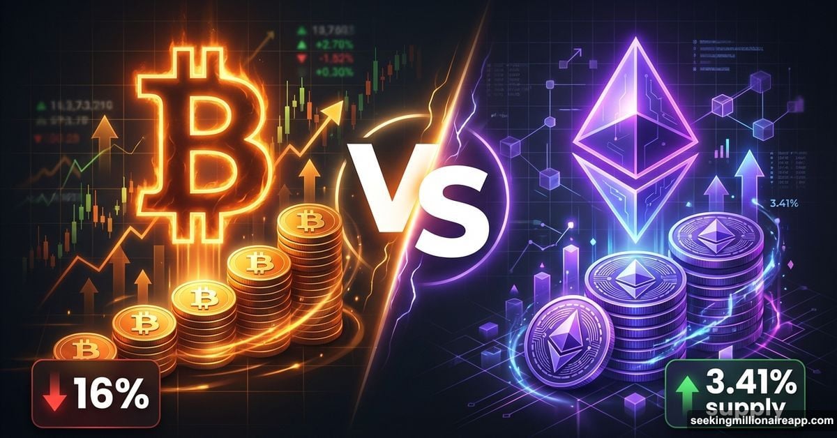 Bitcoin versus Ethereum corporate investment strategy comparison visual