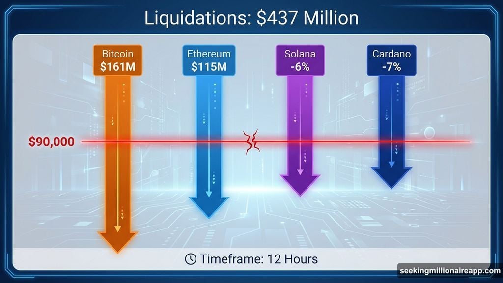 Over $437 million in leveraged positions were liquidated following Powell's remarks