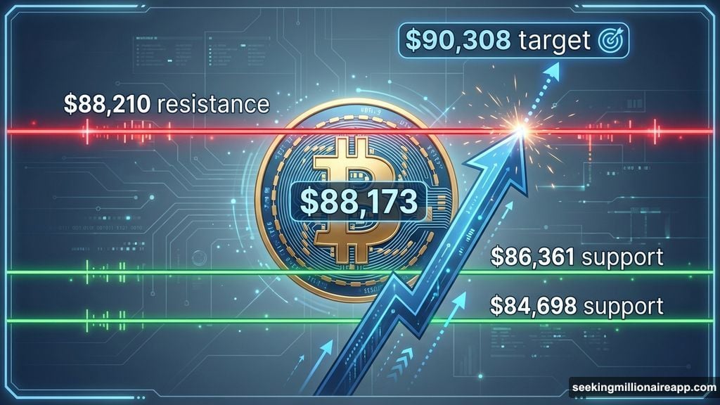 Bitcoin tests key resistance at $88,210 with critical support levels