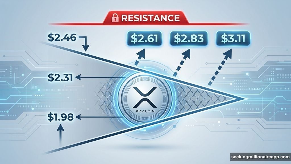 XRP stuck in falling wedge pattern between $2.31 and $1.98