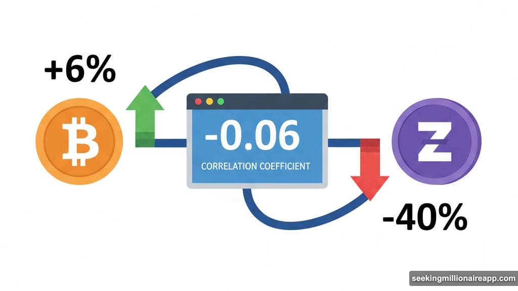 Negative Bitcoin correlation flipped against Zcash causing 40% weekly decline