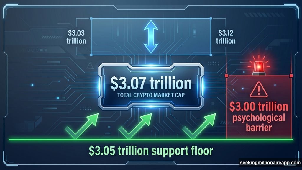 Total crypto market cap defending $3 trillion support level