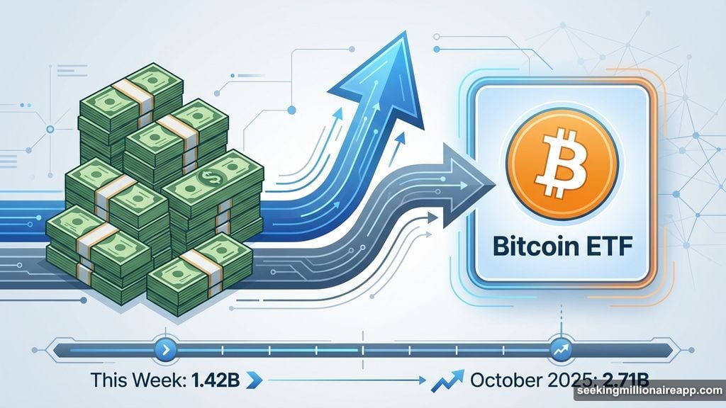 Bitcoin ETFs absorbed 1.42 billion dollars in fresh capital weekly