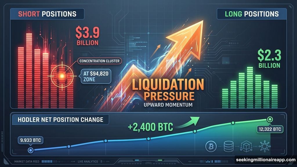 Short leverage stacked near breakout while hodlers accumulated during weakness