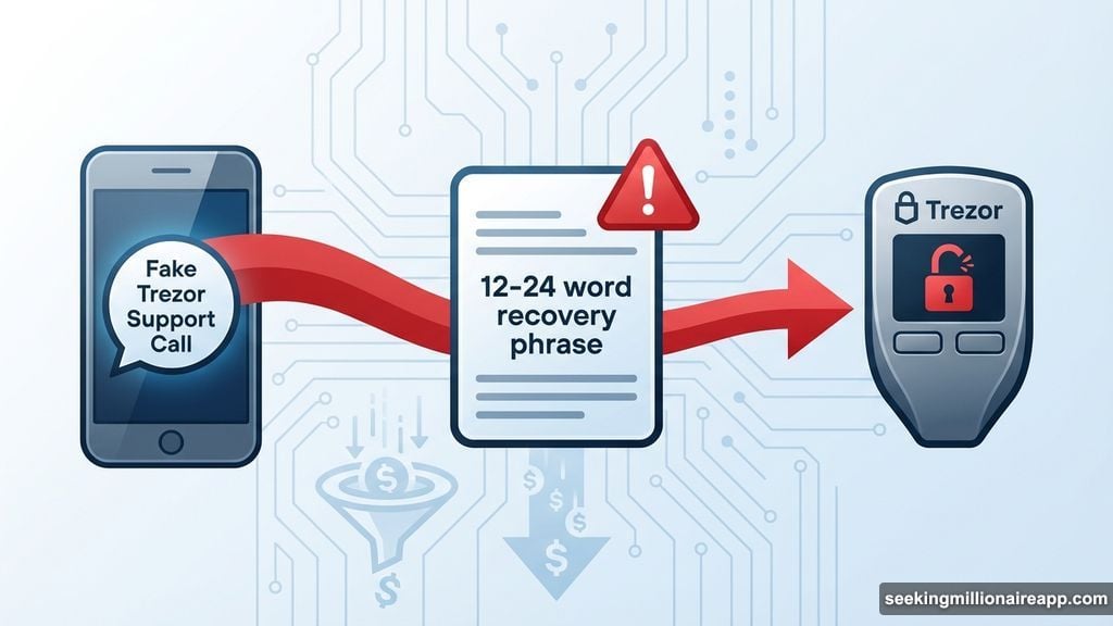 Scammers pretending to be Trezor support staff steal recovery phrase