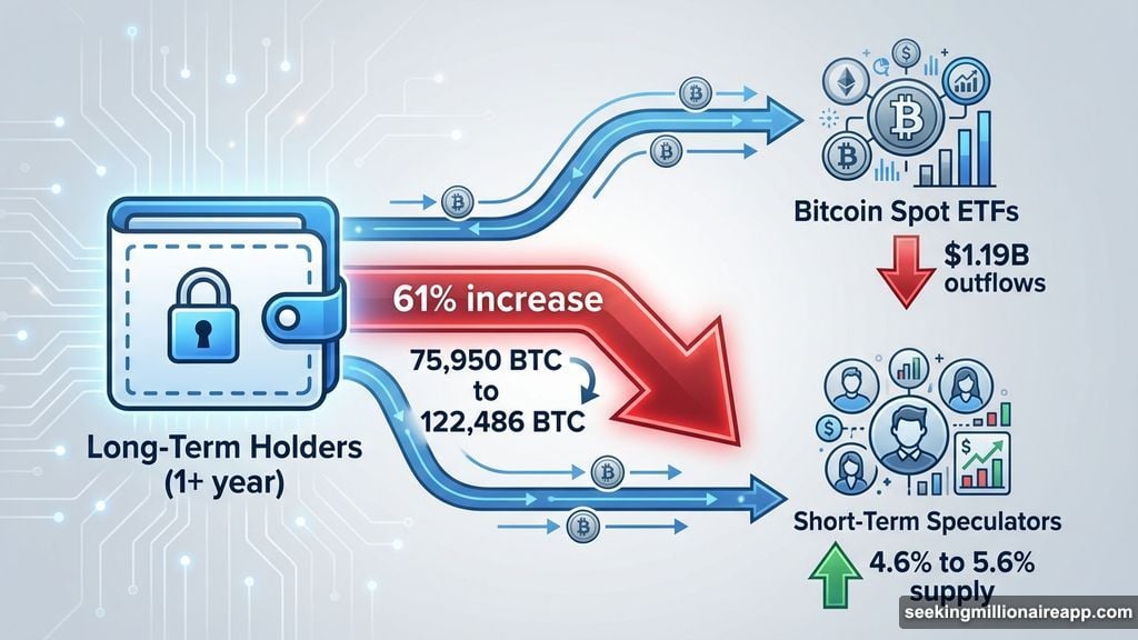 Long-term holders sold 61% more coins as ETF demand weakens