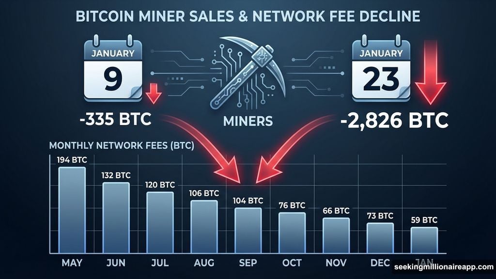 Miner selling surged eightfold as network fees collapsed dramatically