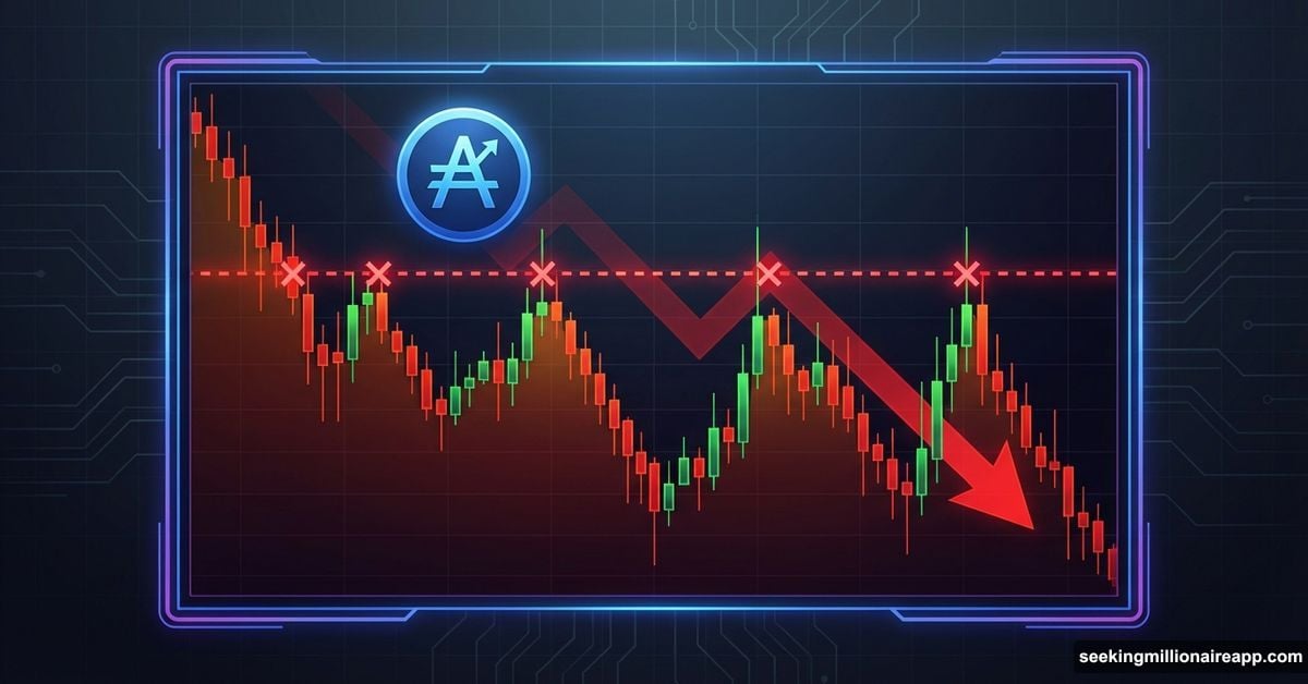 Cardano price chart showing three failed bounce attempts at resistance