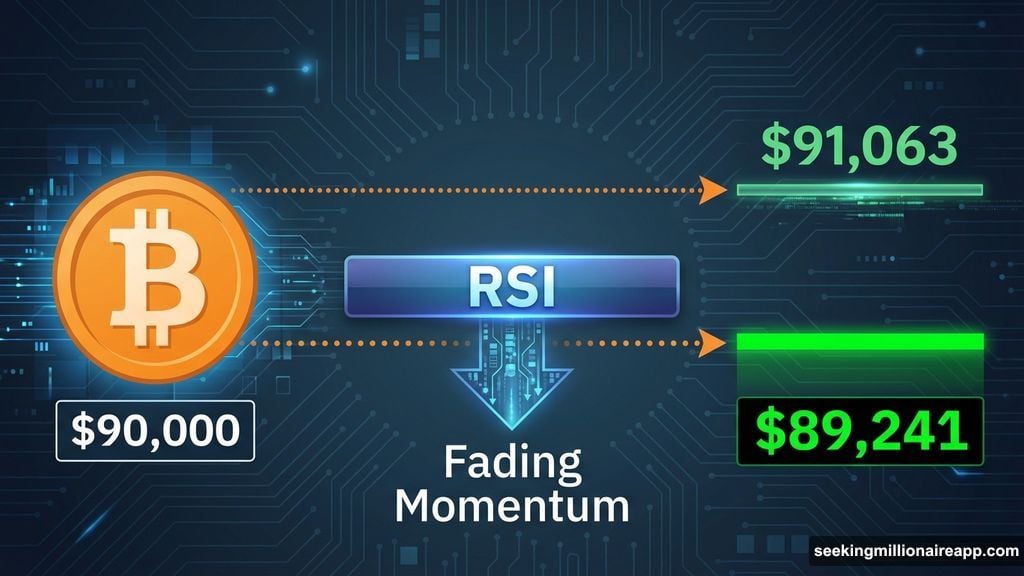Bitcoin defended $90,000 support as RSI indicates fading bullish momentum