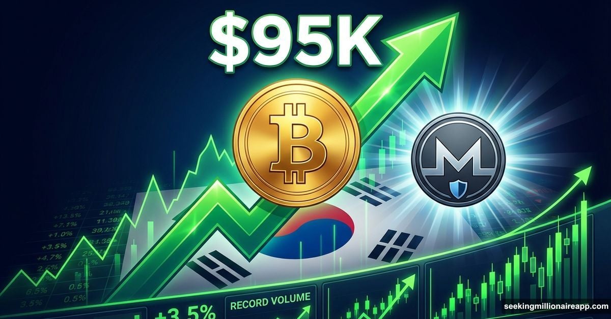 Bitcoin climbing toward $95K with Monero hitting all-time high record