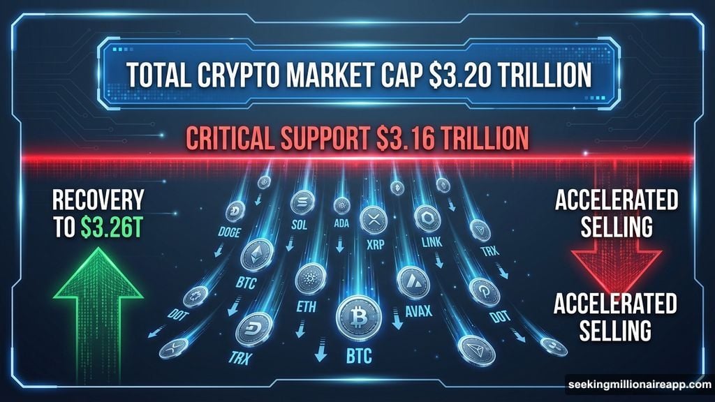 Total market cap threatens key support at $3.16 trillion