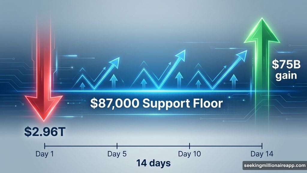 Bitcoin held crucial support level while market rebounded seventy-five billion