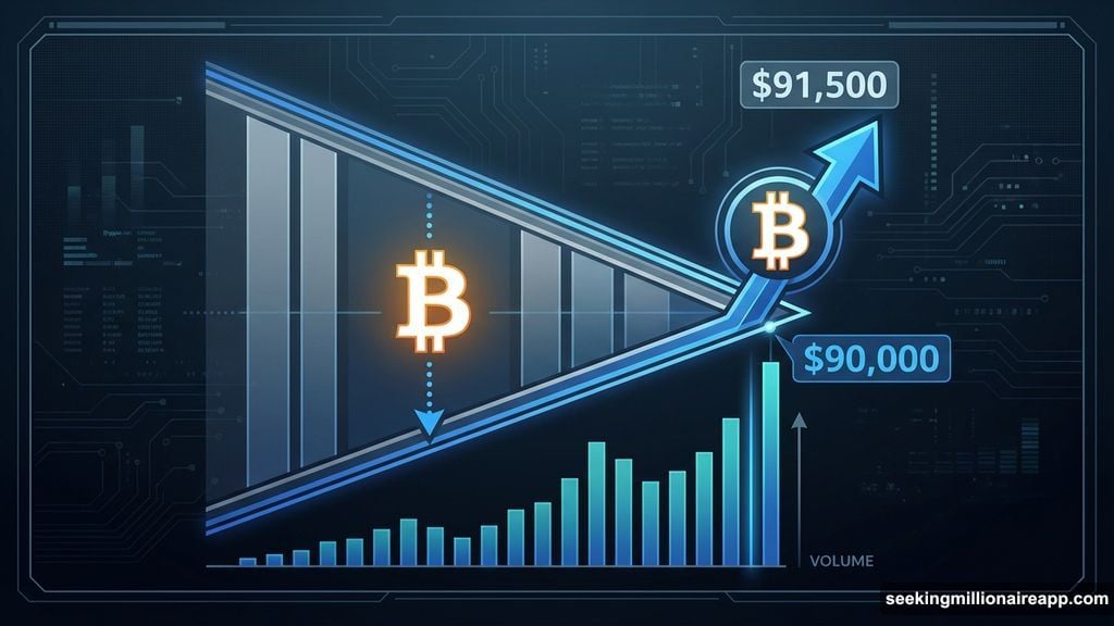 Bitcoin completed six-week descending wedge pattern breakout above $90,000