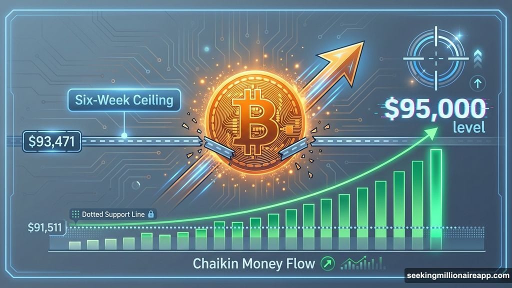 Bitcoin broke above $93,471 resistance targeting $95,000 psychological mark