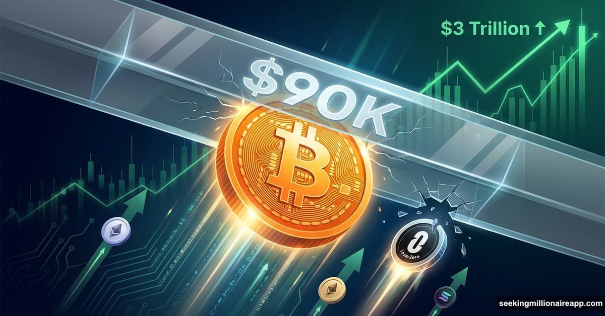 Bitcoin coin blocked at $90K ceiling while crypto market trends upward