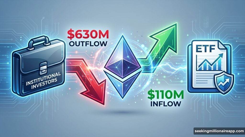 Institutions pulled $630 million while ETFs recorded $110 million inflows