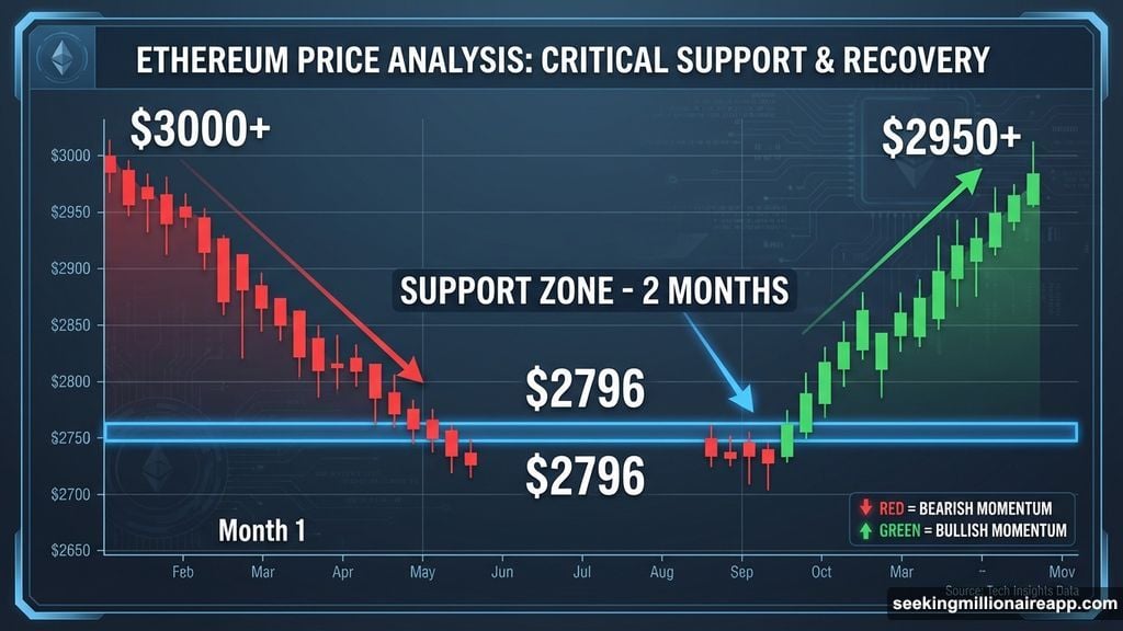 Ethereum dropped to $2796 support zone and buyers stepped in