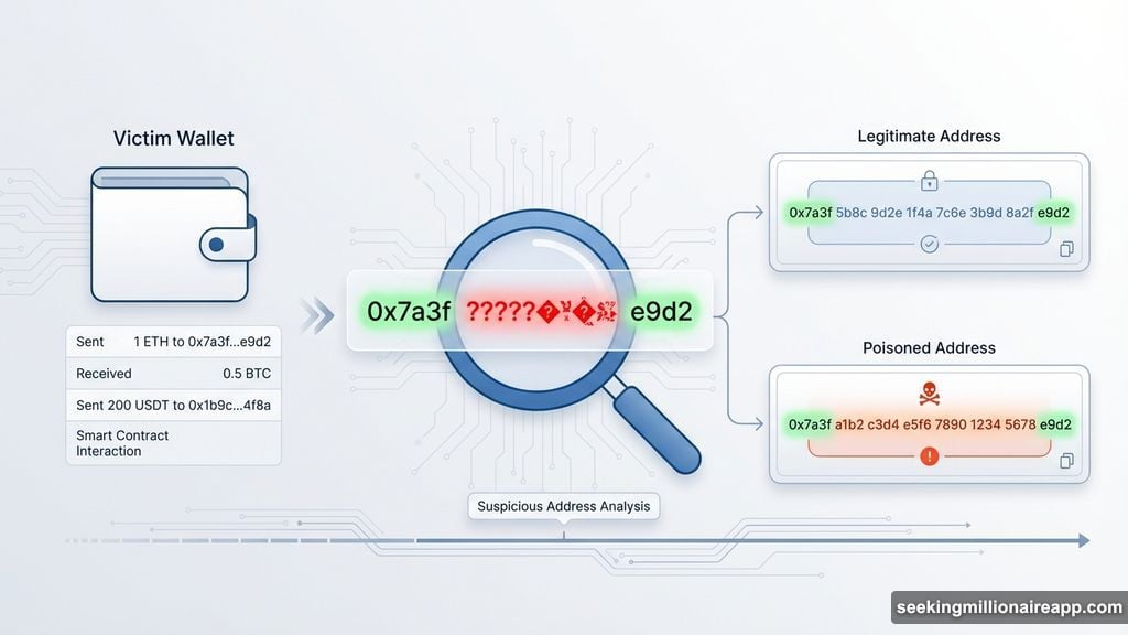 Address poisoning exploits truncated hexadecimal strings in wallet interfaces